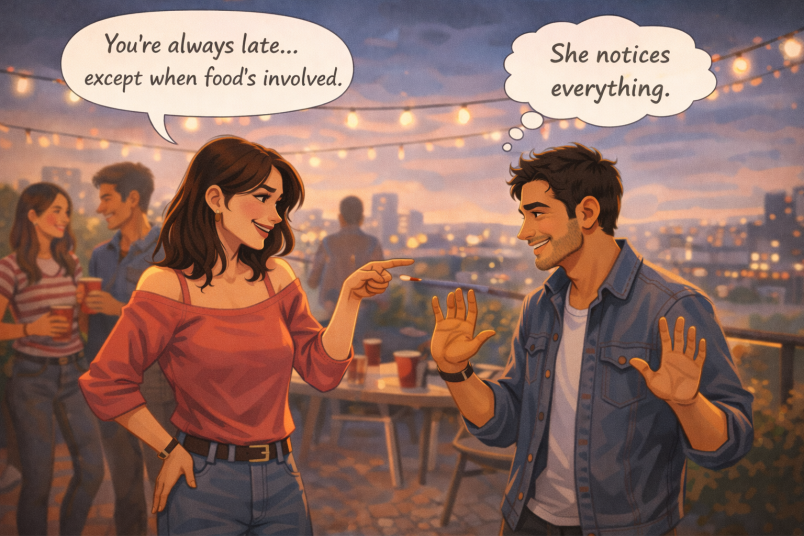 Playful teasing flirt