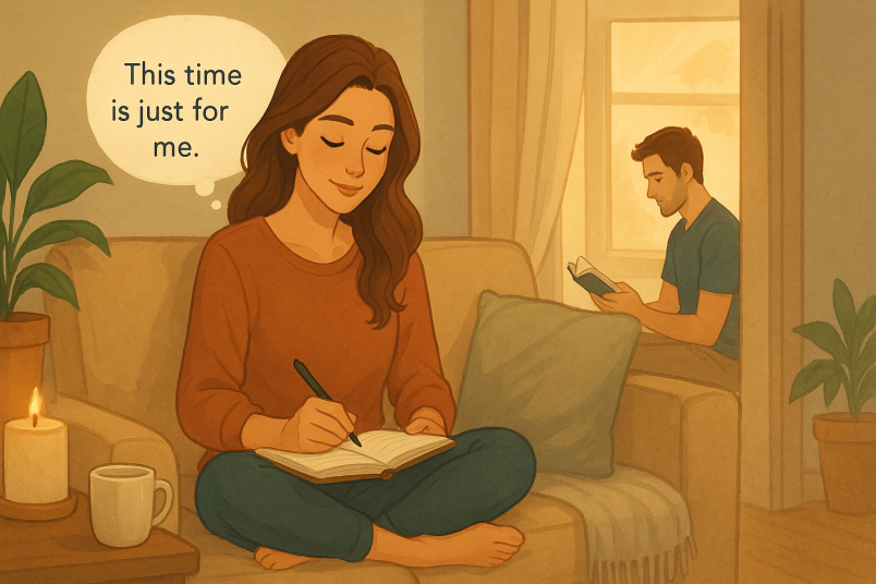 Woman journaling peacefully