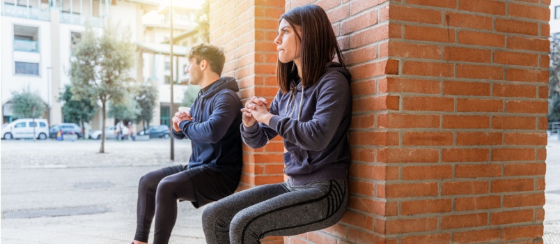 Couple having fun during exercise