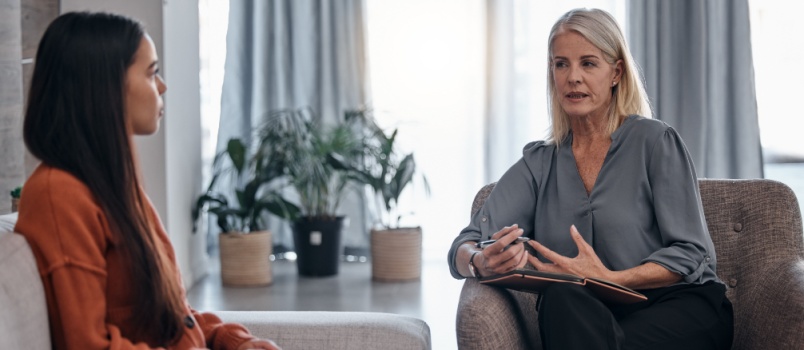 Woman having psychology session