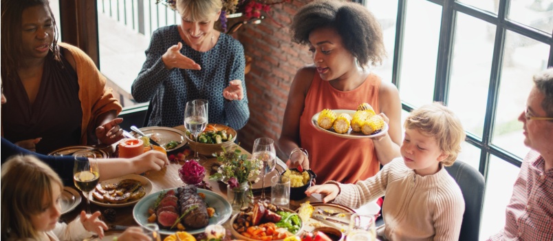 Group of family having lunch together