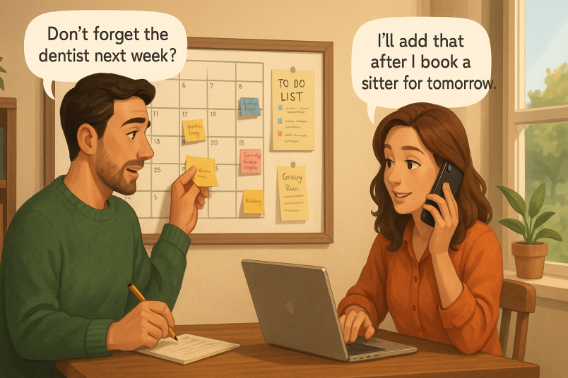 Couple creating to-do list