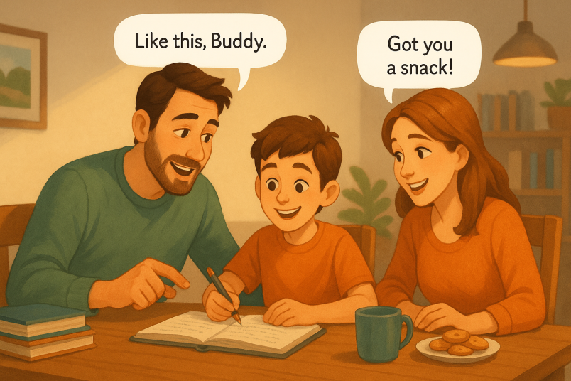 Couple practicing positive parenting