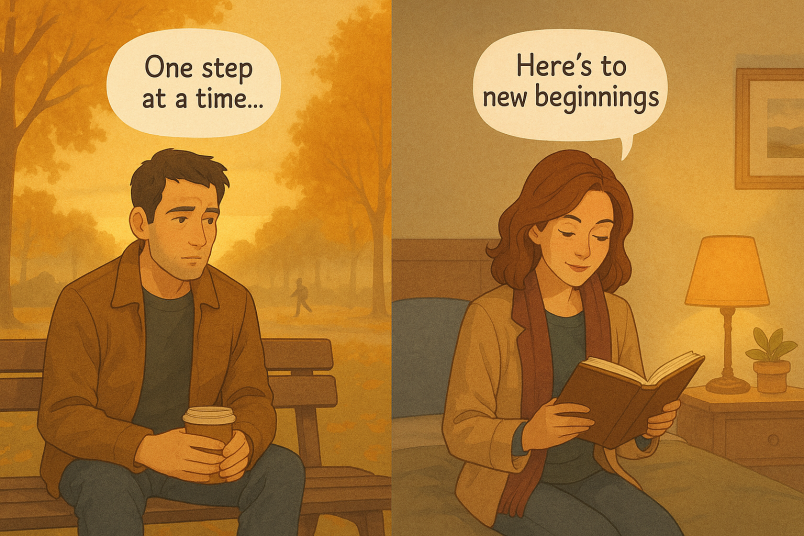 Man and woman moving ahead