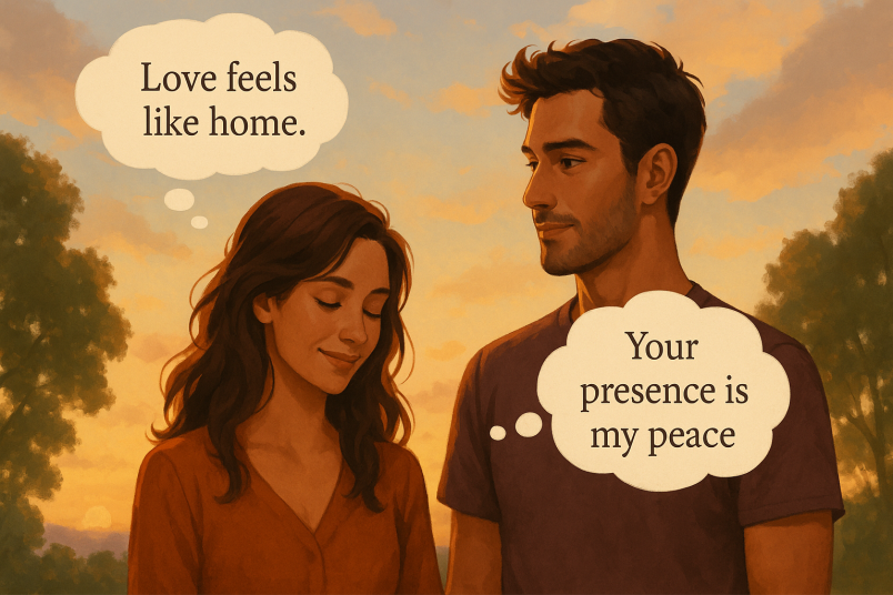 Romantic couple sunset