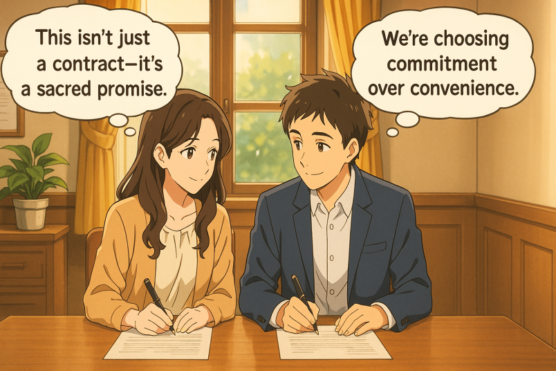 Signing the Covenant Marriage Agreement