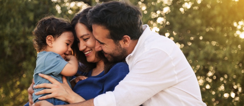 Couple playing with kid