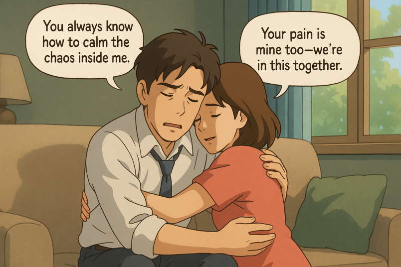 Couple comforting each other