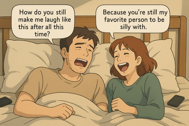 Laughing over inside jokes