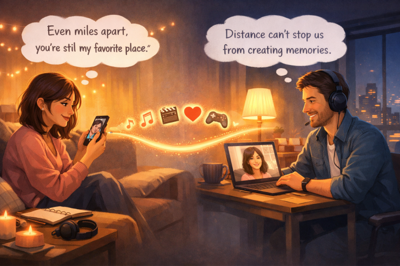 Long-distance couple video call