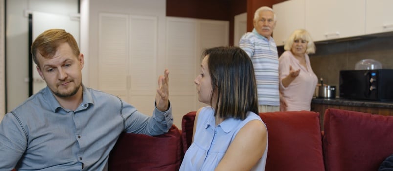Young couple having disagreement