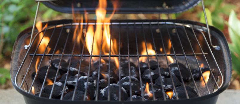 a closeup of charcoal grill