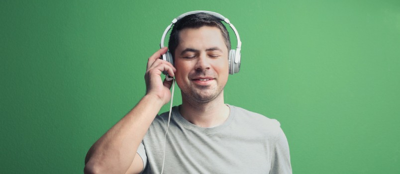 a man listening to music