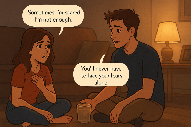 Couple talking about fears