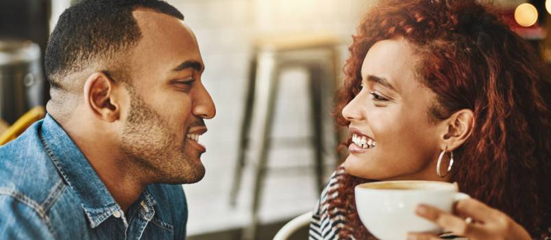 black couple looking at each other