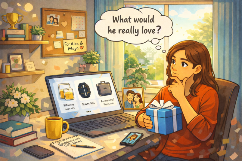 Woman looking for gifts for man