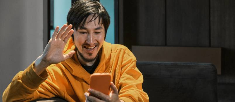 man talking on a video call