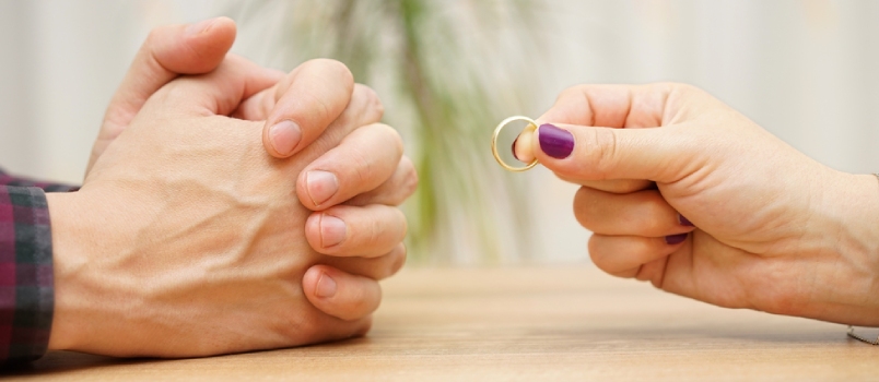 Close Men And Women Hands, Women Returning Ring To The Men Asking Divorce Concept