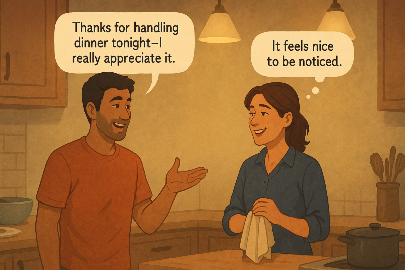 Appreciative kitchen moment