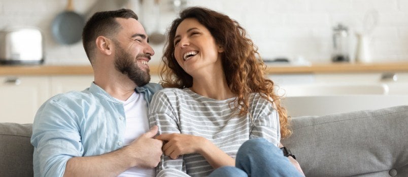 couple laughing together