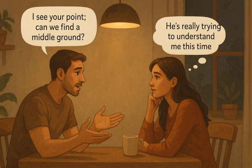 Un couple calme résout un conflit