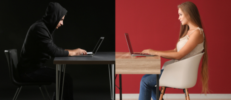 Make sure you're on the right dating site Young Woman Having Online Date With Fake Boyfriend