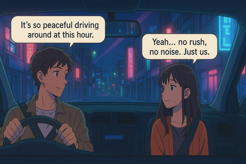 Late-Night Drive With City Lights