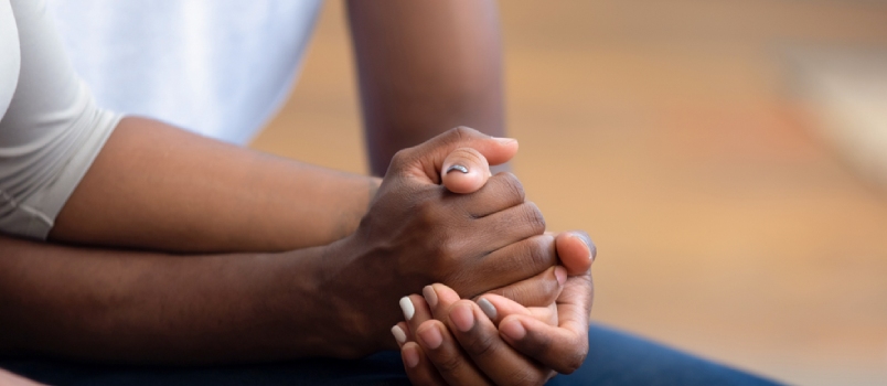 African American Family Couple Holding Hands, Black Man Friend Husband Support Comfort Woman Wife