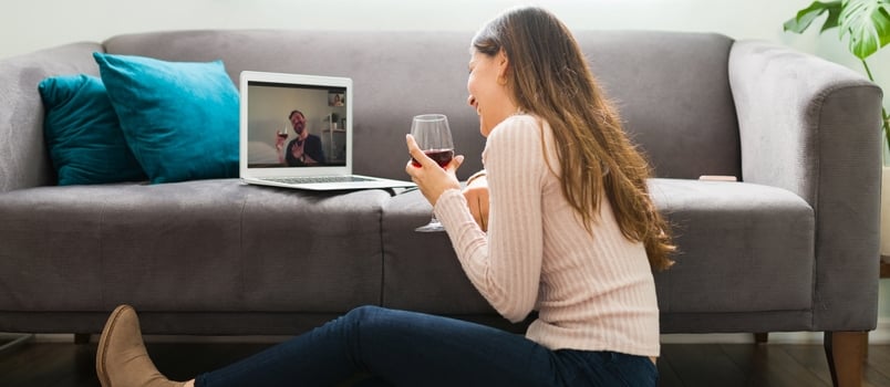 Man and woman talking to each other on video call