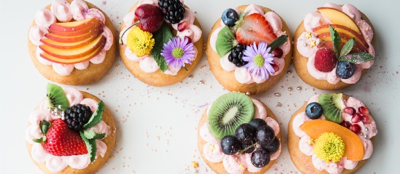 Assorted Donuts Top Of White Area