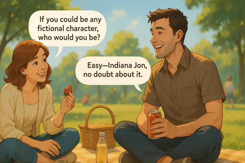 Couple discussing fun questions