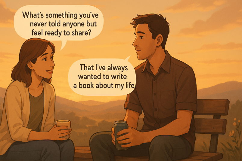 Couple having coffee and discussing life