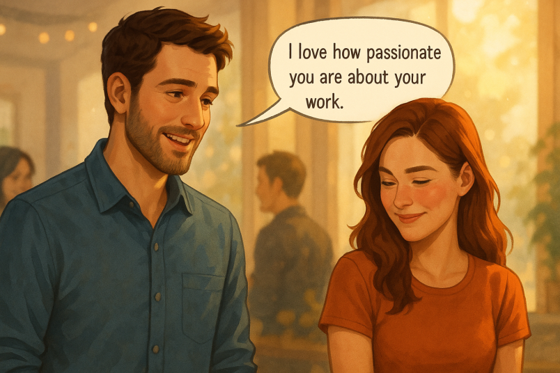 Couple giving genuine compliments