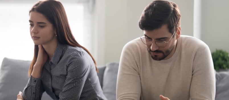 Couple Sitting Together Back To Back Face Conflict Concept