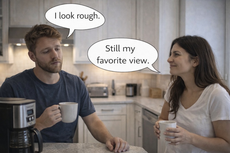 Morning kitchen, coffee brewing
