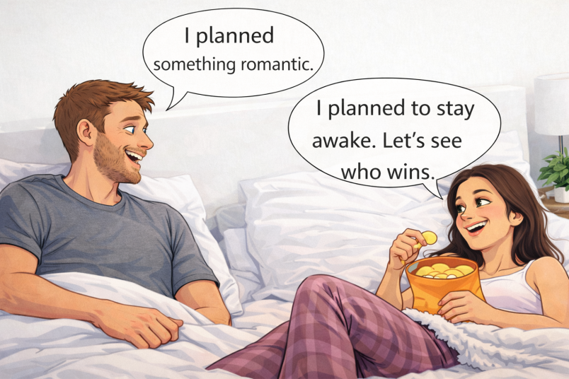 Playful bedtime banter