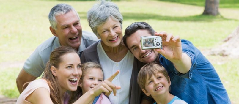 family clicking a selfie