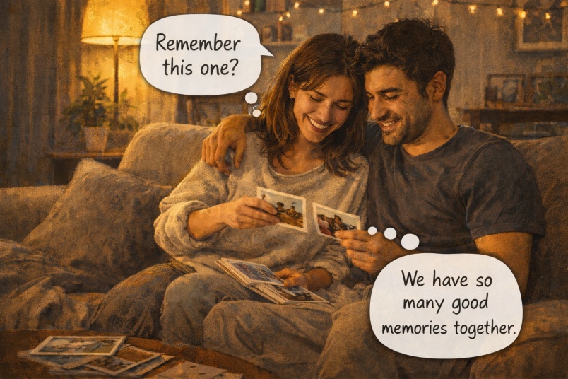 Couple reliving memories together