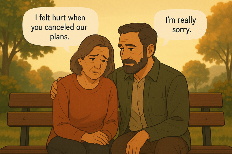 Couple talking in park