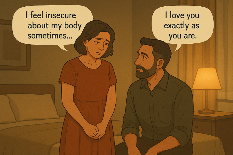 Woman is insecure, her partner giving reassurance