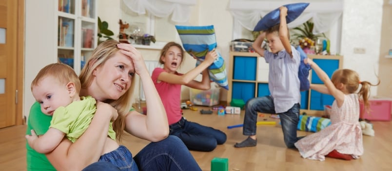 Female Parent Woman Frustrated And Upset From Children Behaviour