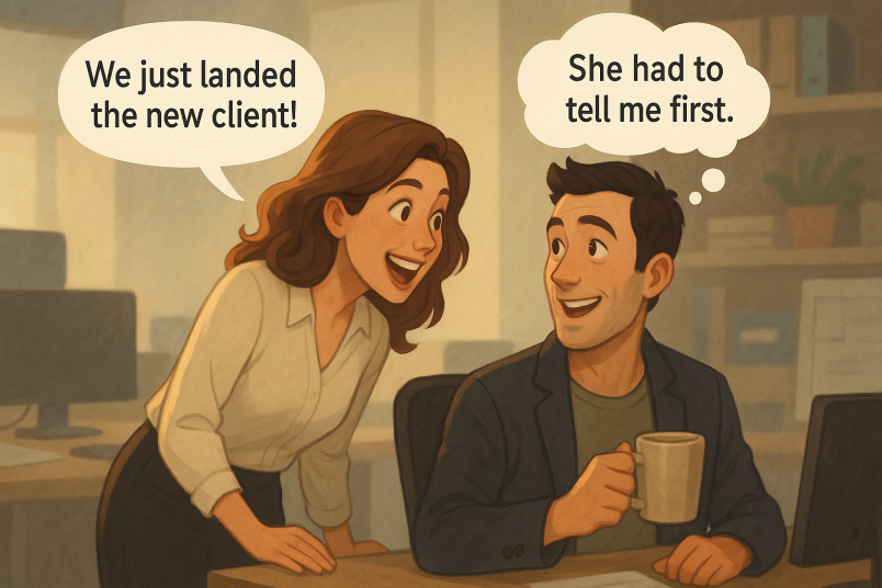 Co-workers sharing news