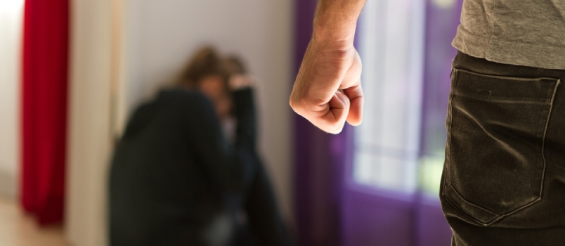 Man Beating Up His Wife Illustrating Domestic Violence