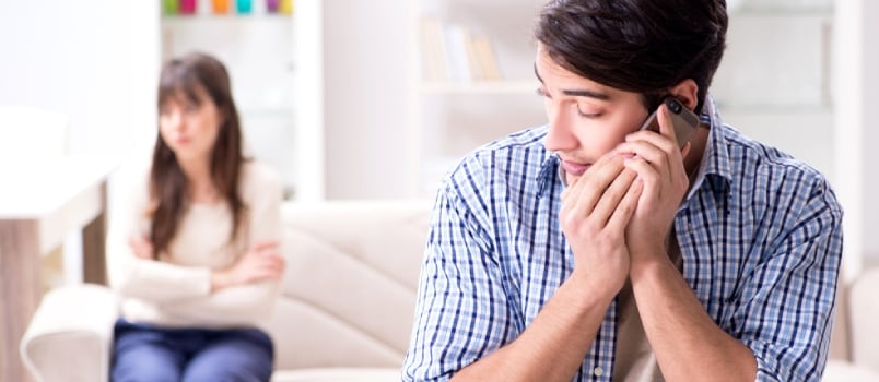 Couple Cheating On Each Other At Home Man Is Over On Call And Hidding To Girl