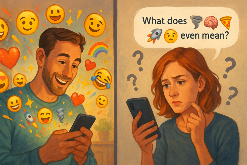 Boy using too much emojis, girl unaware of the meaning