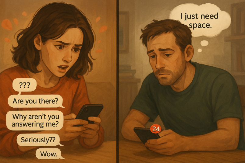 Couple having misunderstanding over text