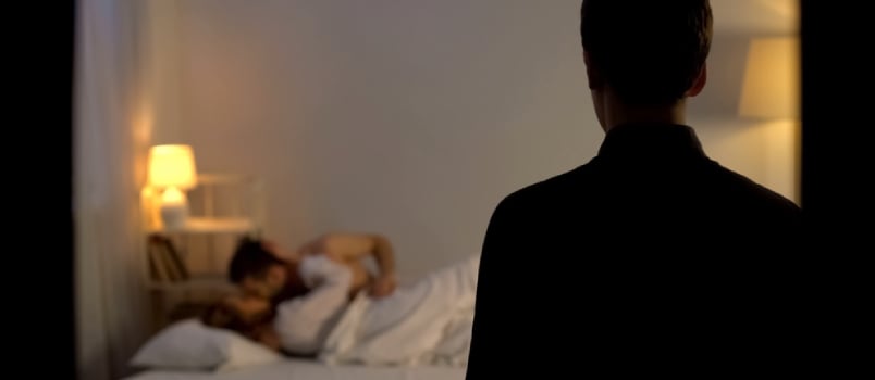 Husband Catching His Wife Cheating With Lover In Bed