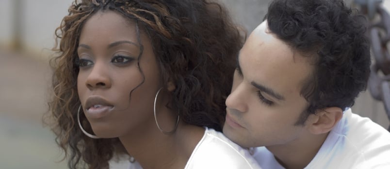 A Young Interracial Couple In Love