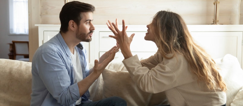 Angry Irritated Nervous Woman Man Shouting At Each Other, Figuring Out Relations