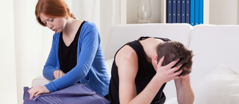 Girl And Boy In The Room Just Before Departure